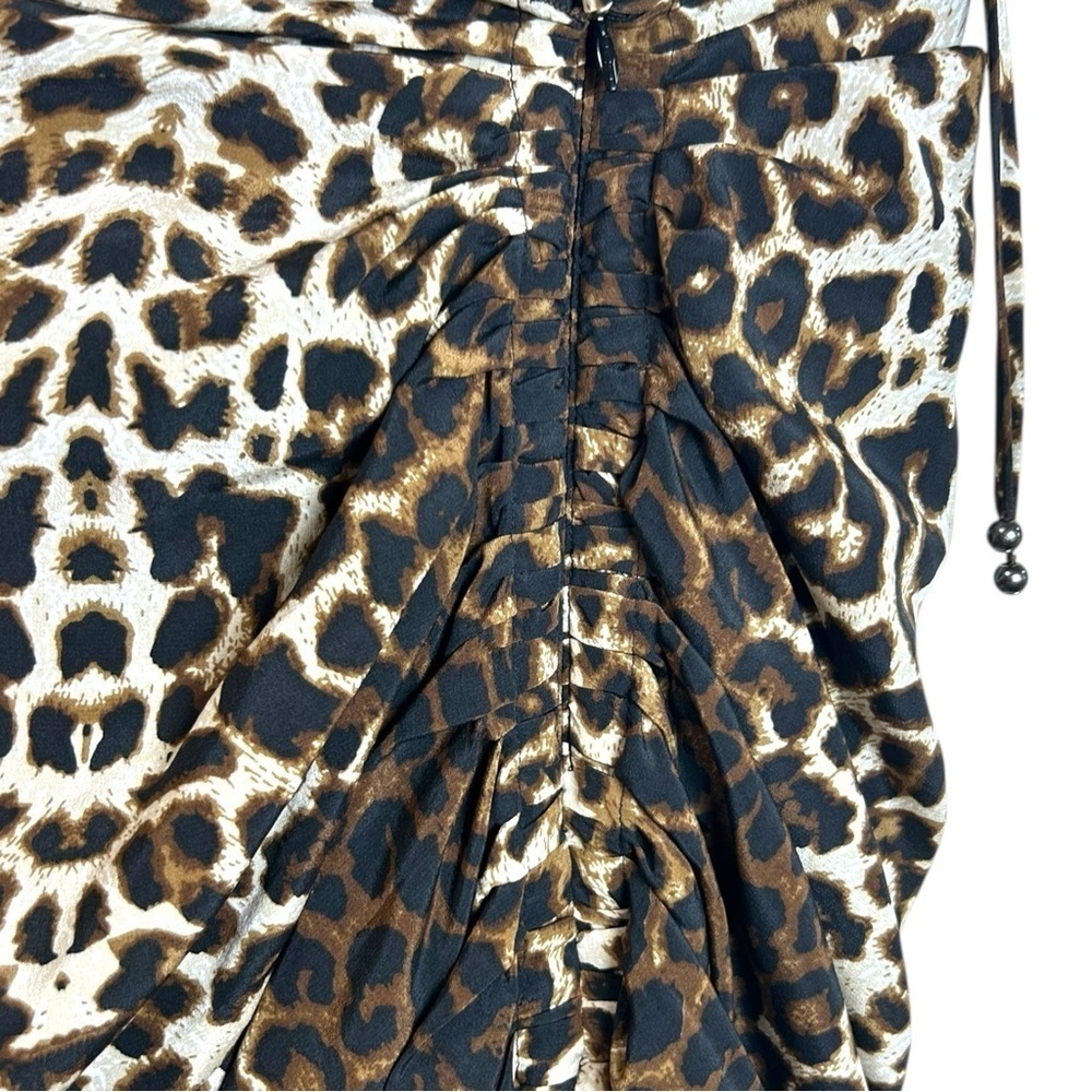 Veronica Beard - Women’s ‘Ari’ Leopard Silk Skirt, Ruched - Nude/Brown X-Small - Picture 12 of 17
